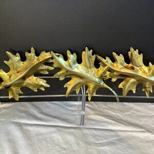 Homco Home Interiors brass color metal Oak leaves Wall Hanging Vintage